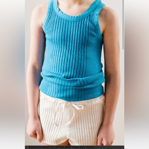 SUNCHILD ribbed, crew cut tank top with matching shorts in turquoise. Size 8. - Picture 4 of 4
